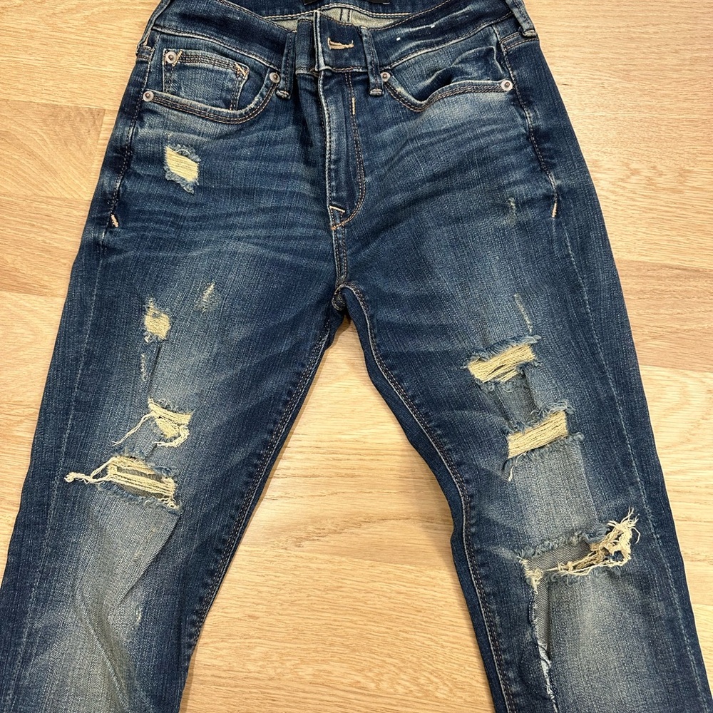 Express Dark Blue Distressed Women's Skinny Jeans